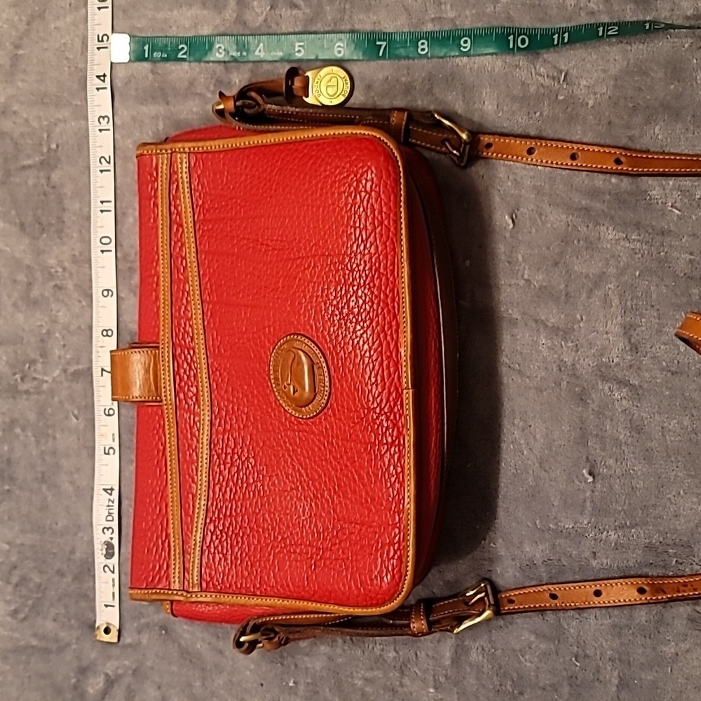 0463. EUC ~ Dooney and Bourke ~ Red Leather Equestrian Over Under Shoulder Bag ~ - Picture 8 of 14